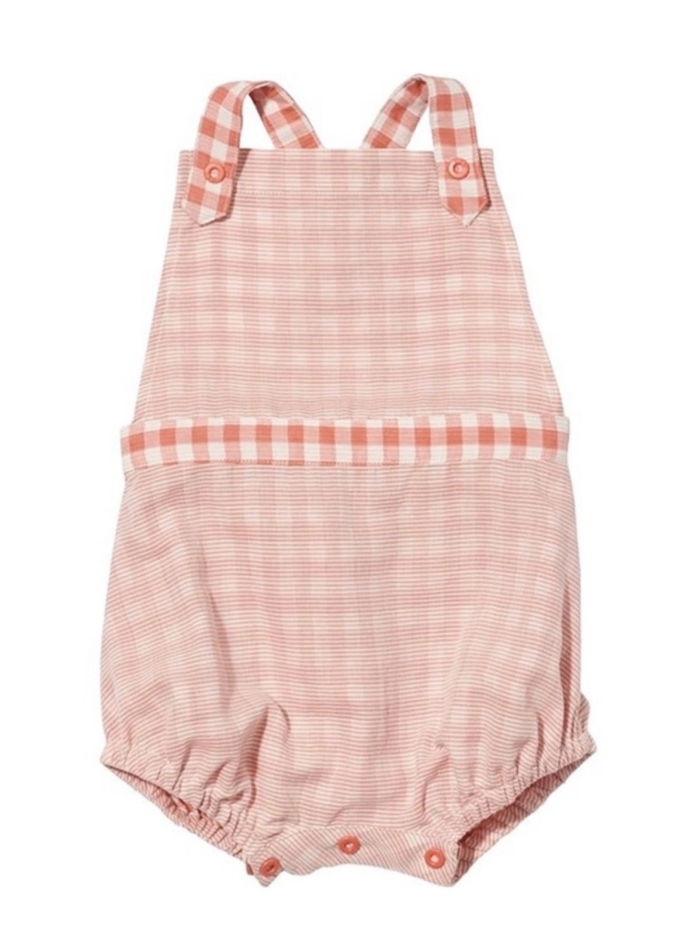 Reversible Children's Pink Gingham Overalls Romper